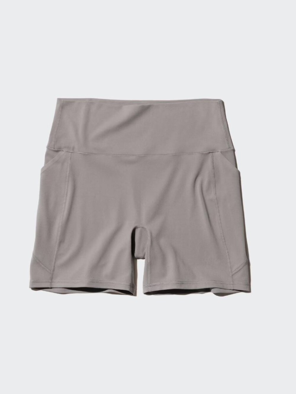 Uniqlo AIRism Soft Biker Shorts M Taupe High Rise Active Pocket